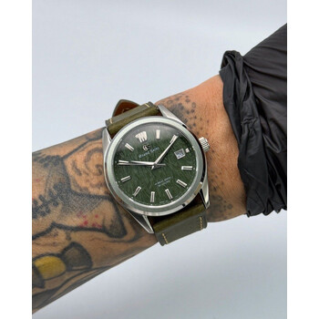 Custom Seiko Mod • GS Olive Green Birch on Leather Strap • 40mm